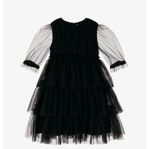 Il Gufo Elegant Black Tiered Tulle Sheet Formal Party Wednesday Addams Dress